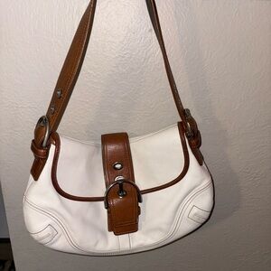Coach White and Tan Shoulder Bag